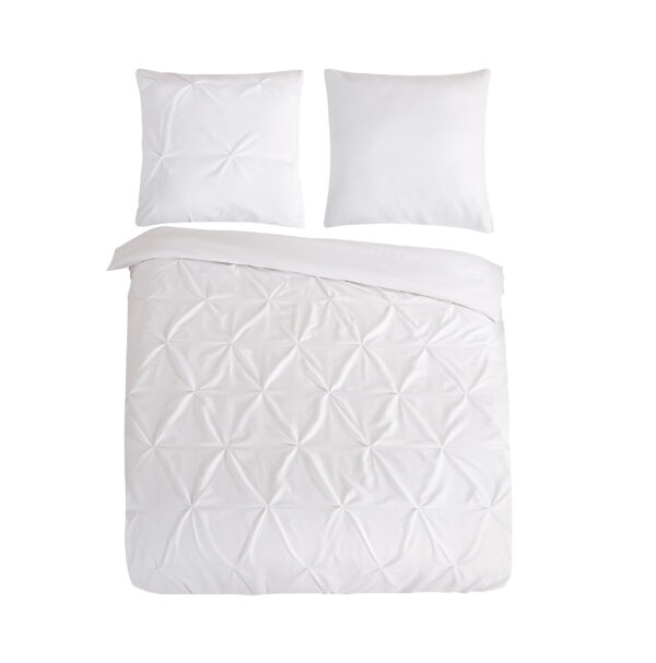 Pure Dekbedovertrek "luxe stiksel plooien" - Wit - (200x200/220 cm) - Microfiber