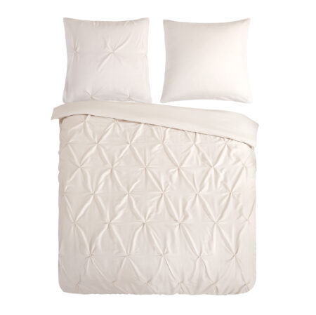 Pure Dekbedovertrek "luxe stiksel plooien" - Zand - (200x200/220 cm) - Microfiber