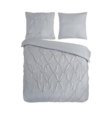 Pure Dekbedovertrek "luxe stiksel plooien" - Zilver - (200x200/220 cm) - Microfiber