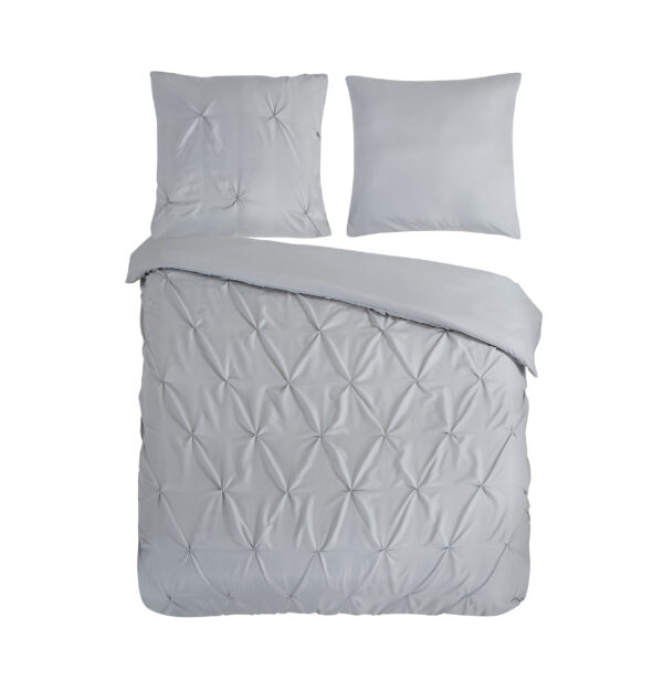 Pure Dekbedovertrek "luxe stiksel plooien" - Zilver - (200x200/220 cm) - Microfiber