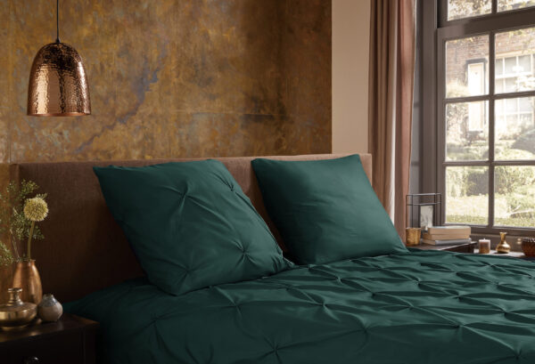 Pure Dekbedovertrek "luxe stiksel plooien" - Groen - (140x200/220 cm) - Microfiber - Afbeelding 3