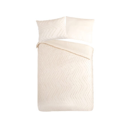 Pure Dekbedovertrek "luxe zizag biezen/ borduursels" - Wit - (140x200/220 cm) - Microfiber
