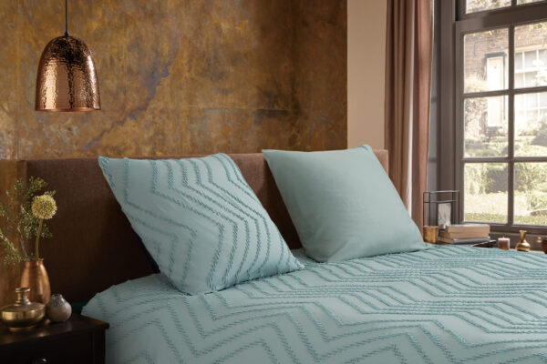 Pure Dekbedovertrek "luxe zizag biezen/ borduursels" - Groen - (200x200/220 cm) - Microfiber - Afbeelding 3
