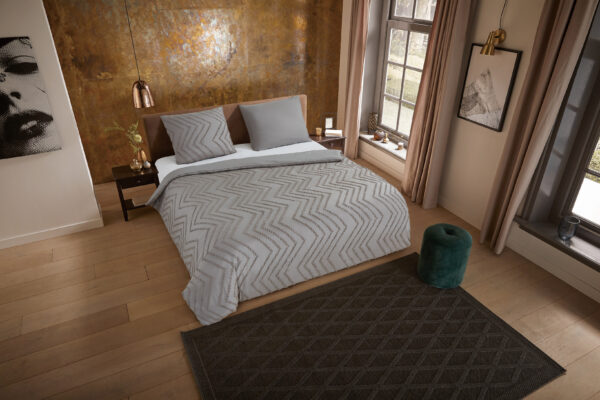 Pure Microfiber dekbedovertrek  "Zigzag" - Taupe