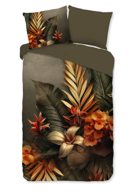 Good Morning Dekbedovertrek "bloemen en bladeren " - Multi - (140x200/220 cm) - Katoen