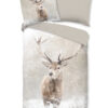 Good Morning Dekbedovertrek "herten in winterlandschap" - Zand - (200x200 cm) - Katoen Flanel
