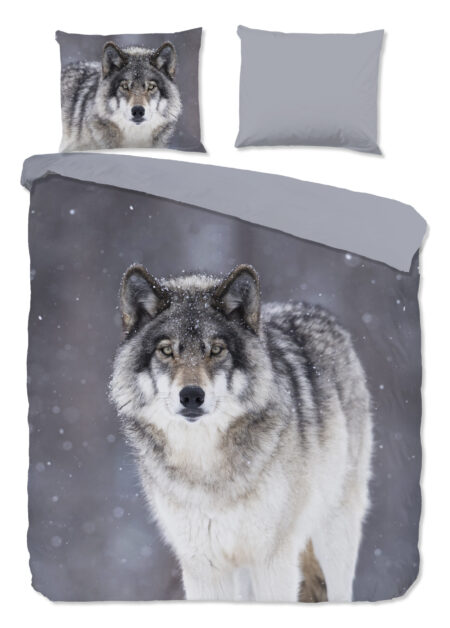 Good Morning Dekbedovertrek "wolf" - Grijs - (240x200/220 cm) - Katoen Flanel