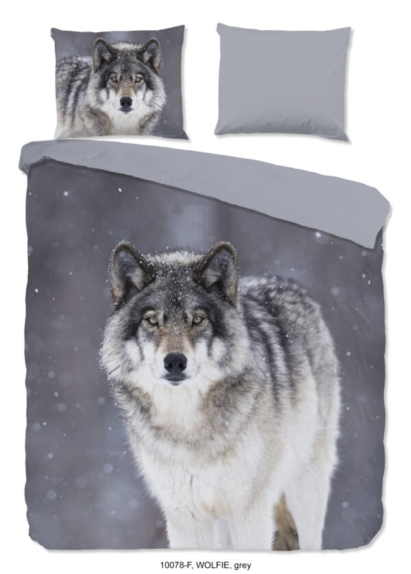 Good Morning Dekbedovertrek "wolf" - Grijs - (260x200/220 cm) - Katoen Flanel