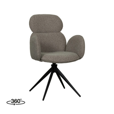 LABEL51 Eetkamerstoel Vidar - Truffel grijs - Boucle - Black Frame