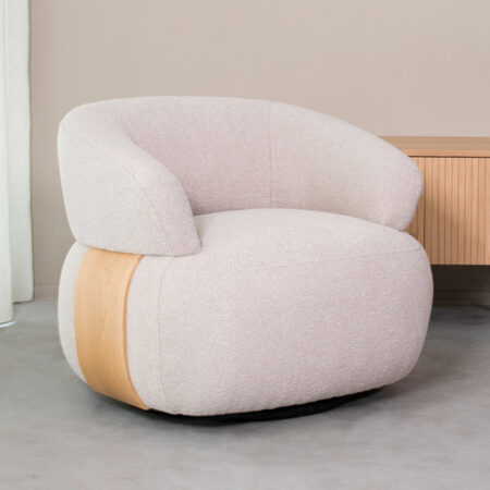 LABEL51 Fauteuil Valenza - Naturel - Boucle - Naturel Eiken