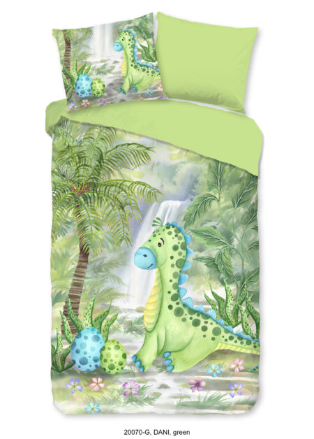Good Morning Kinderdekbedovertrek "dinosaurus" - Groen - (140x200/220 cm) - Katoen