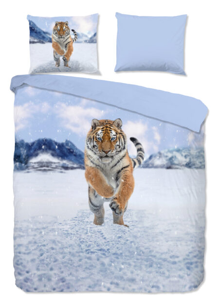 Good Morning Dekbedovertrek "tijger in de sneeuw" - Multi - (200x200/220 cm) - Katoen Flanel