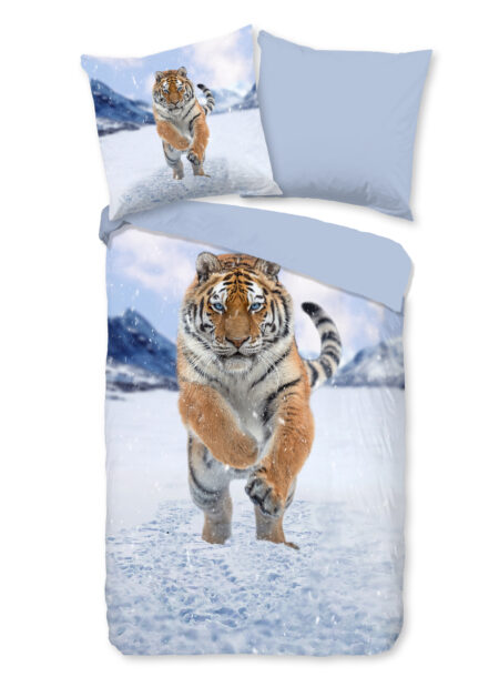 Good Morning Dekbedovertrek "tijger in de sneeuw" - Multi - (200x200 cm) - Katoen Flanel