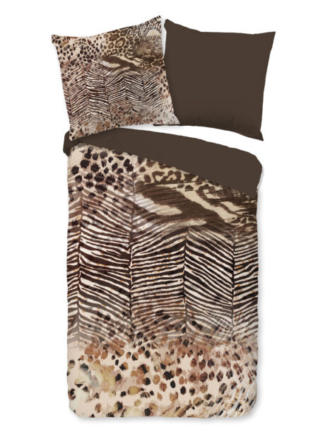 Pure Dekbedovertrek "dierenprint" - Bruin - (135x200 cm) - Microfiber