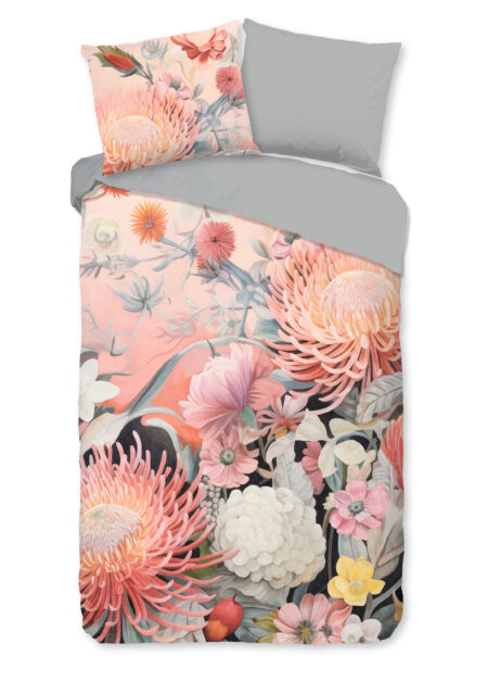 Good Morning Dekbedovertrek "bloemen" - Roze - (140x200/220 cm) - Katoen