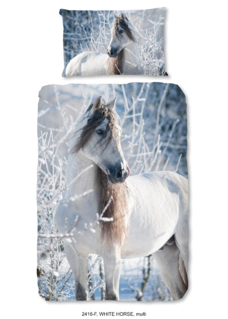 Good Morning Kinderdekbedovertrek "paard in de sneeuw" - Multi - (140x200 cm) - Katoen Flanel