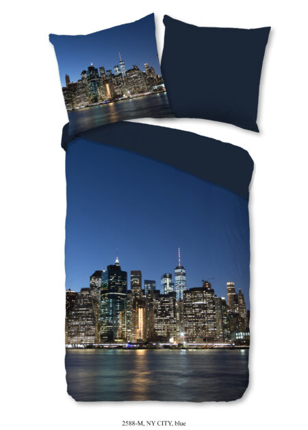 Pure Dekbedovertrek "New York" - Blauw - (135x200 cm) - Microfiber