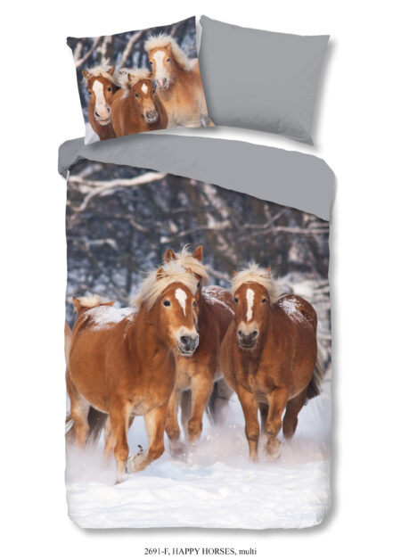 Good Morning Kinderdekbedovertrek "Haflinger paarden" - Multi - (140x200/220 cm) - Katoen Flanel