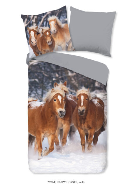 Good Morning Kinderdekbedovertrek "Haflinger paarden" - Multi - (135x200 cm) - Katoen Flanel