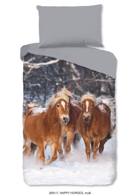 Good Morning Kinderdekbedovertrek "Haflinger paarden" - Multi - (140x200 cm) - Katoen Flanel