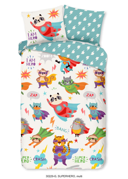 Good Morning Kinderdekbedovertrek "superheld dieren" - Multi - (140x200/220 cm) - Katoen