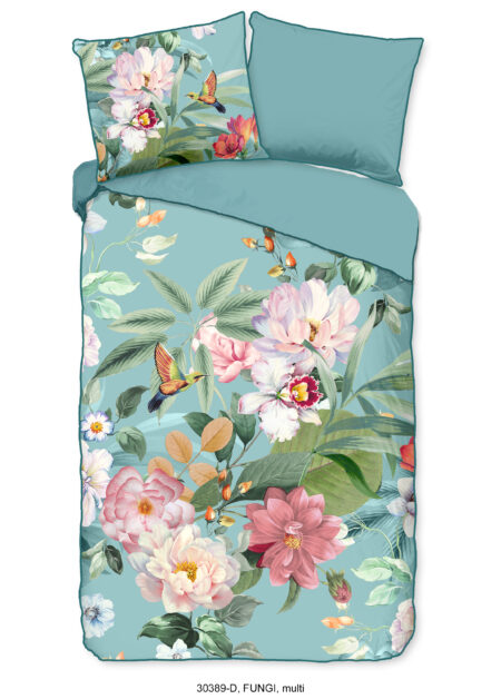 Descanso Dekbedovertrek "bloemen" - Multi - (140x200/220 cm) - Biologisch Katoen satijn