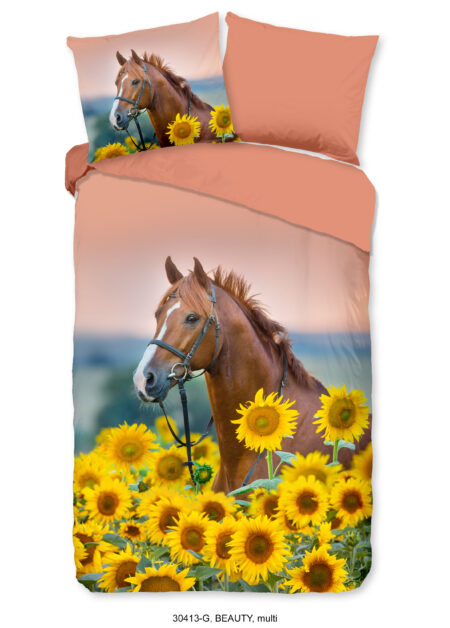 Good Morning Kinderdekbedovertrek "paard met zonnebloemen" - Multi - (140x200/220 cm) - Katoen