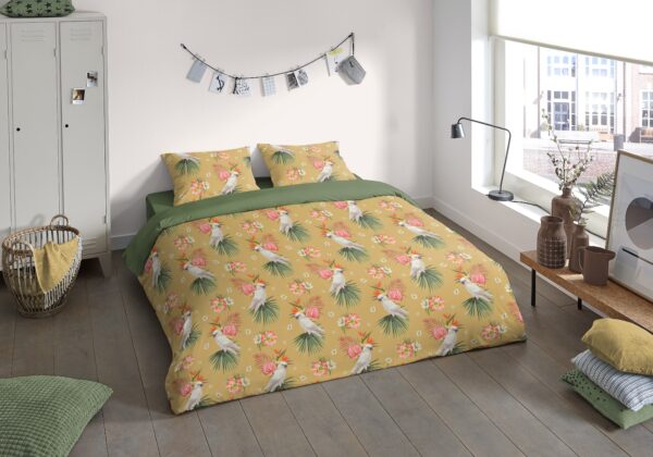 Pure Microfiber dekbedovertrek  "Kakatoe" - Oker