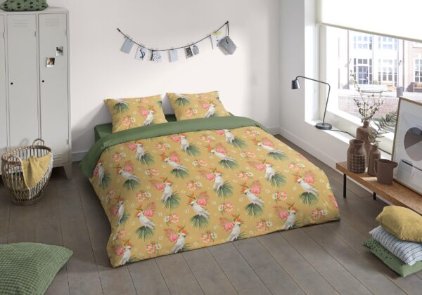 Pure Microfiber dekbedovertrek  "Kakatoe" - Oker