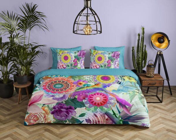 bloemen en vogels" - Multi - (140x200/220 cm) - Katoen Satijn