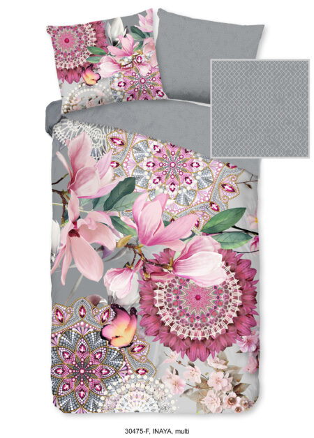 HIP Dekbedovertrek "mandala's en magnolia bloemen" - Multi - (140x200/220 cm) - Katoen Flanel