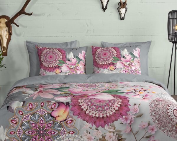 HIP Dekbedovertrek "mandala's en magnolia bloemen" - Multi - (200x200/220 cm) - Katoen Flanel - Afbeelding 3