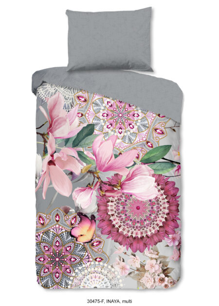 HIP Dekbedovertrek "mandala's en magnolia bloemen" - Multi - (140x200 cm) - Katoen Flanel