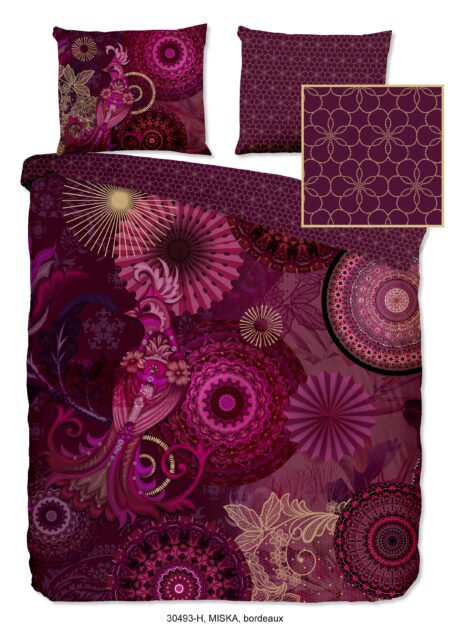 HIP Dekbedovertrek "mandala's en bloemen" - Bordeaux - (240x200/220 cm) - Katoen Satijn