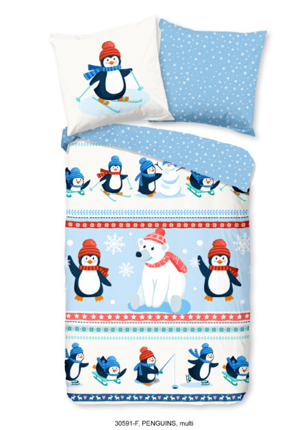 Good Morning Kinderdekbedovertrek "pinguins" - Multi - (135x200 cm) - Katoen Flanel