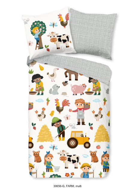 Good Morning Kinderdekbedovertrek "boerderijdieren" - Multi - (135x200 cm) - Katoen