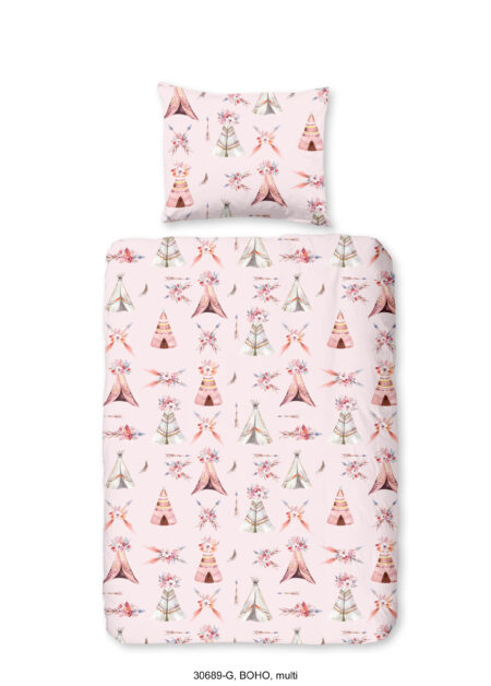 Good Morning Ledikant babydekbedovertrek "tipi-tenten / boho" - Multi - (100x135 cm) - Katoen