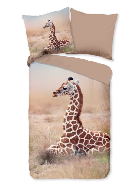 Good Morning Kinderdekbedovertrek "giraf" - Zand - (135x200 cm) - Katoen