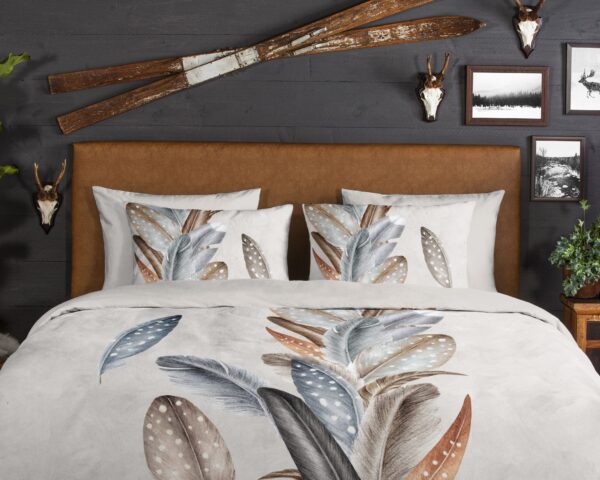 Good Morning Dekbedovertrek "veren" - Zand - (200x200/220 cm) - Katoen Flanel - Afbeelding 3