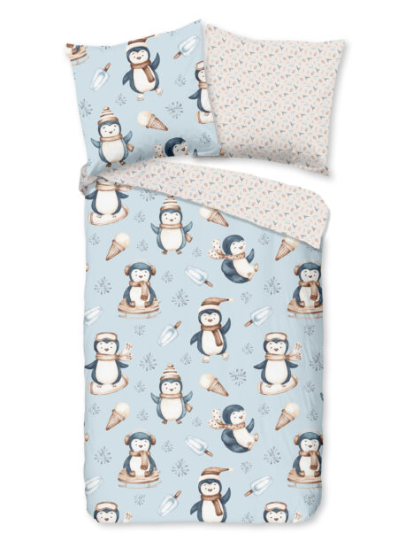 Good Morning Kinderdekbedovertrek "pinguins" - Multi - (135x200 cm) - Katoen Flanel