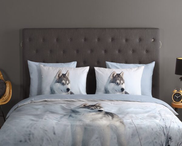 Good Morning Dekbedovertrek "husky hond" - Blauw - (200x200/220 cm) - Katoen - Afbeelding 3