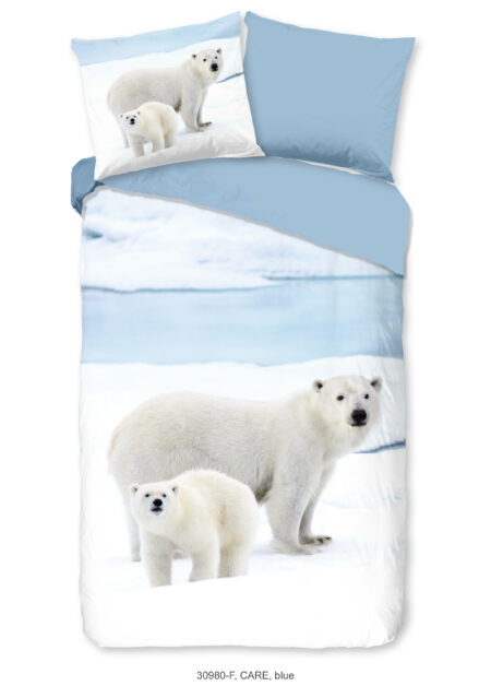 Good Morning Dekbedovertrek "ijsberen" - Blauw - (140x200/220 cm) - Katoen Flanel