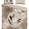 HIP Dekbedovertrek "mandala's en veren" - Taupe - (200x200/220 cm) - Katoen Flanel