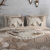 HIP Dekbedovertrek "mandala's en veren" - Taupe - (200x200/220 cm) - Katoen Flanel - Afbeelding 3