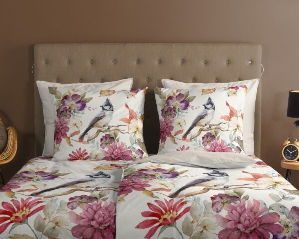 Good Morning Dekbedovertrek "bloemen en vogels" - Multi - (135x200 cm) - Katoen - Afbeelding 3