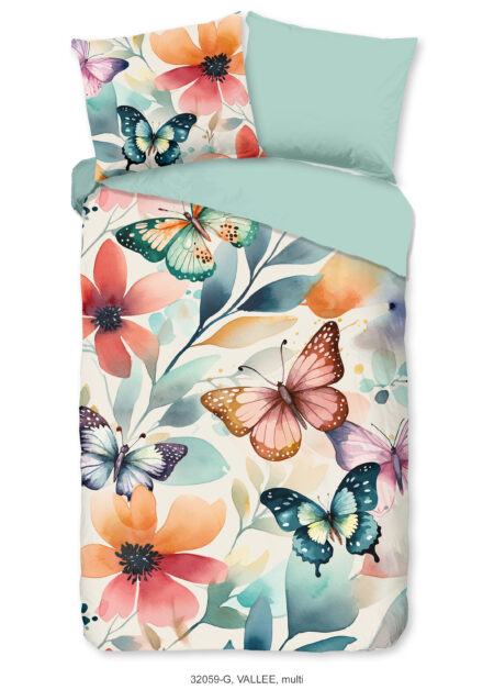 Good Morning Dekbedovertrek "bloemen en vlinders" - Multi - (140x200/220 cm) - Katoen