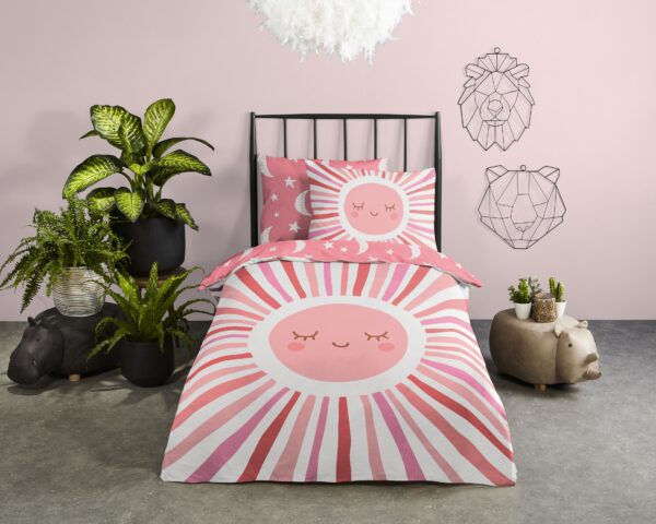 maan en sterren" - Roze - (140x200/220 cm) - Katoen