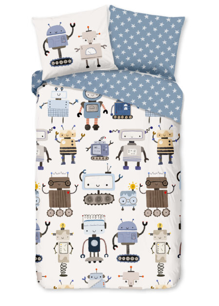 Good Morning Kinderdekbedovertrek "robots" - Multi - (140x200/220 cm) - Katoen