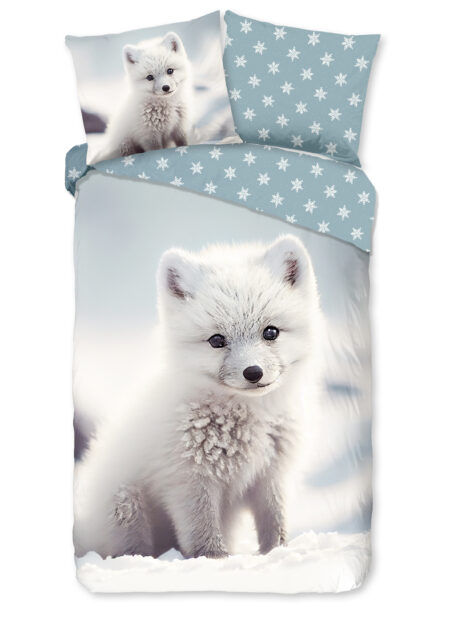 Good Morning Kinderdekbedovertrek "baby poolvos" - Wit - (140x200/220 cm) - Katoen Flanel