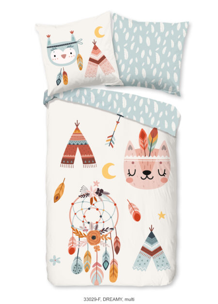 Good Morning Kinderdekbedovertrek "tipi-tenten / boho" - Multi - (135x200 cm) - Katoen Flanel